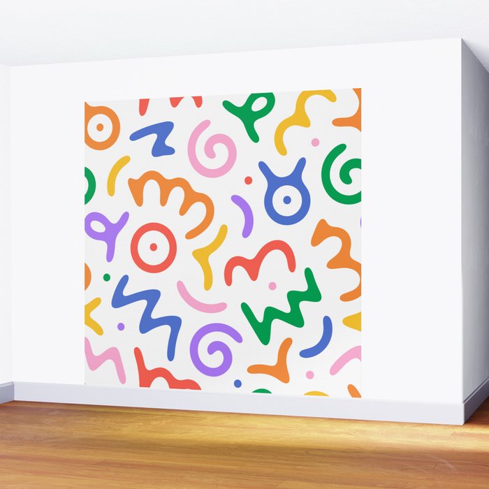 Colorful fun doodle symbol art pattern Wall Mural Gallery Image 2