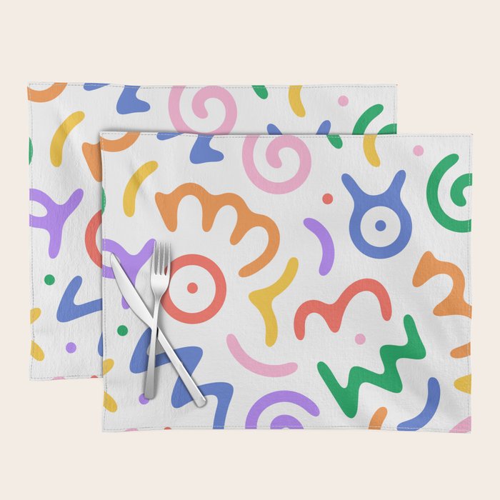 Colorful fun doodle symbol art pattern Placemat Gallery Image 1