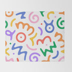 Colorful fun doodle symbol art pattern Throw Blanket Gallery Image 2