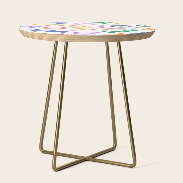 Colorful fun doodle symbol art pattern Side Table Gallery Image 1