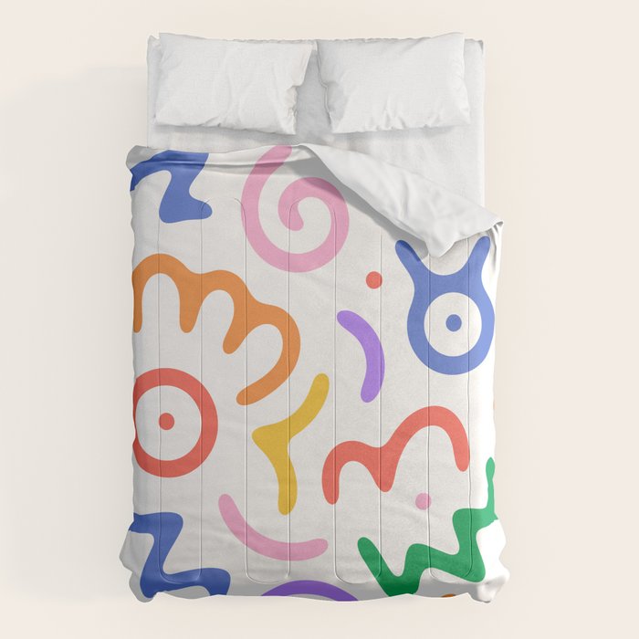 Colorful fun doodle symbol art pattern Comforter Gallery Image 1