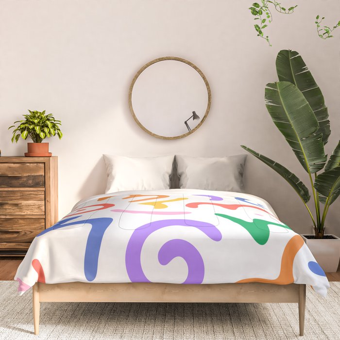 Colorful fun doodle symbol art pattern Comforter Gallery Image 3