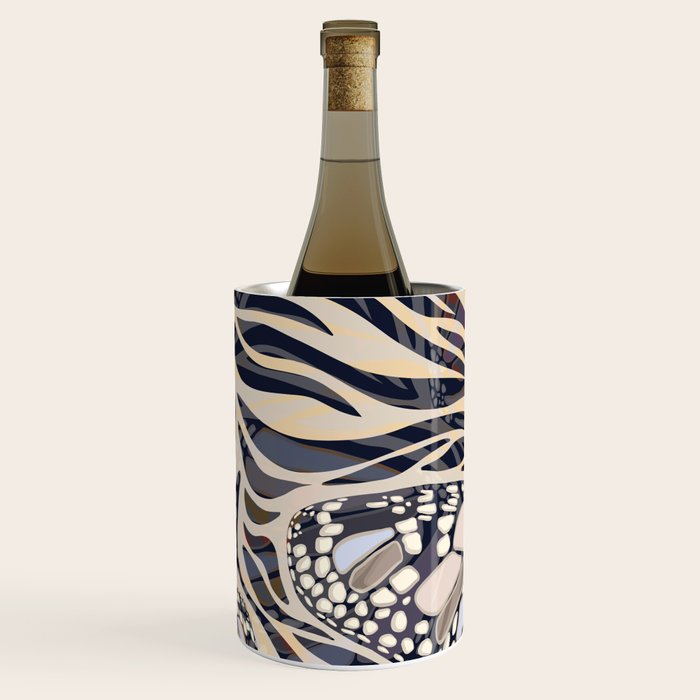 Abstract Retro Boho Butterfly Zebra Pattern â¢ Earthy Nature Wine Chiller Gallery Image 3