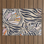 Abstract Retro Boho Butterfly Zebra Pattern â¢ Earthy Nature Outdoor Rug Gallery Image 1