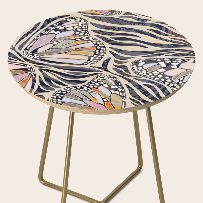 Abstract Retro Boho Butterfly Zebra Pattern â¢ Earthy Nature Side Table Gallery Image 2