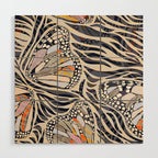 Abstract Retro Boho Butterfly Zebra Pattern â¢ Earthy Nature Wood Wall Art Gallery Image 1
