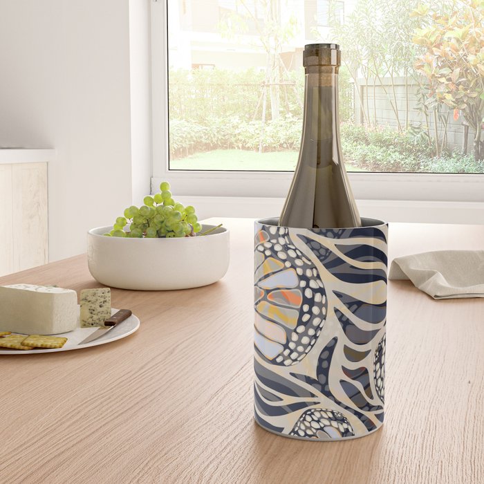 Abstract Retro Boho Butterfly Zebra Pattern â¢ Earthy Nature Wine Chiller Gallery Image 4