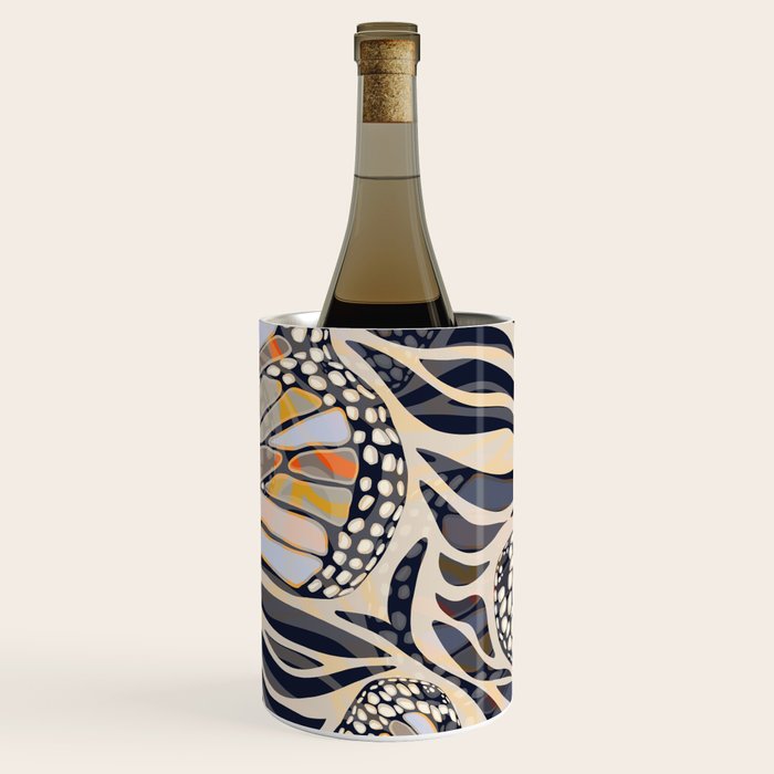 Abstract Retro Boho Butterfly Zebra Pattern â¢ Earthy Nature Wine Chiller Gallery Image 1