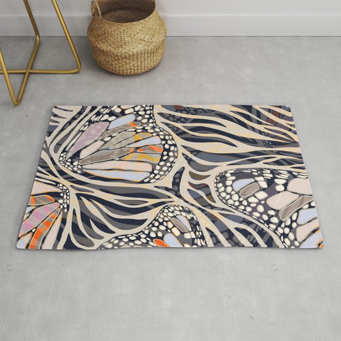 Abstract Retro Boho Butterfly Zebra Pattern â¢ Earthy Nature Rug Gallery Image 1