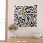 Abstract Retro Boho Butterfly Zebra Pattern â¢ Earthy Nature Wall Tapestry Gallery Image 2