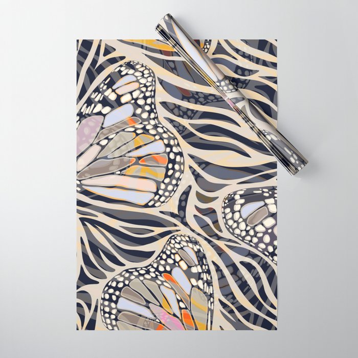 Abstract Retro Boho Butterfly Zebra Pattern â¢ Earthy Nature Wrapping Paper Gallery Image 1