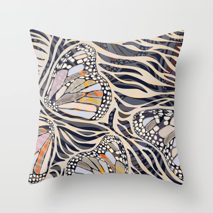 Abstract Retro Boho Butterfly Zebra Pattern â¢ Earthy Nature Throw Pillow Gallery Image 6