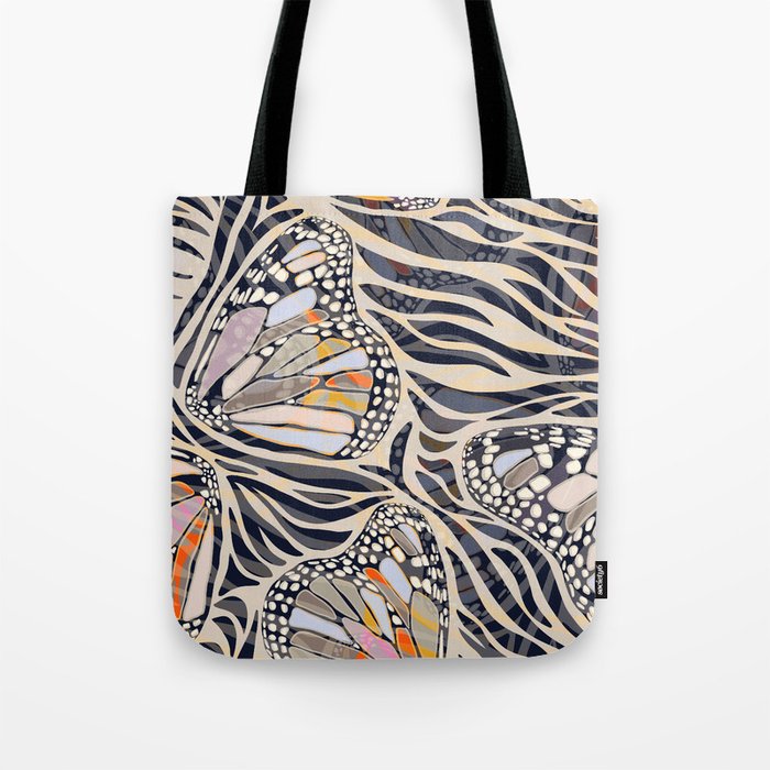 Abstract Retro Boho Butterfly Zebra Pattern â¢ Earthy Nature Tote Bag Gallery Image 1
