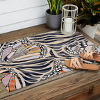 Abstract Retro Boho Butterfly Zebra Pattern â¢ Earthy Nature Outdoor Rug Gallery Image 2