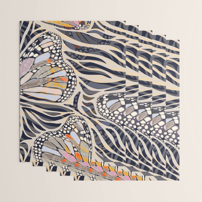 Abstract Retro Boho Butterfly Zebra Pattern â¢ Earthy Nature Wrapping Paper Gallery Image 3