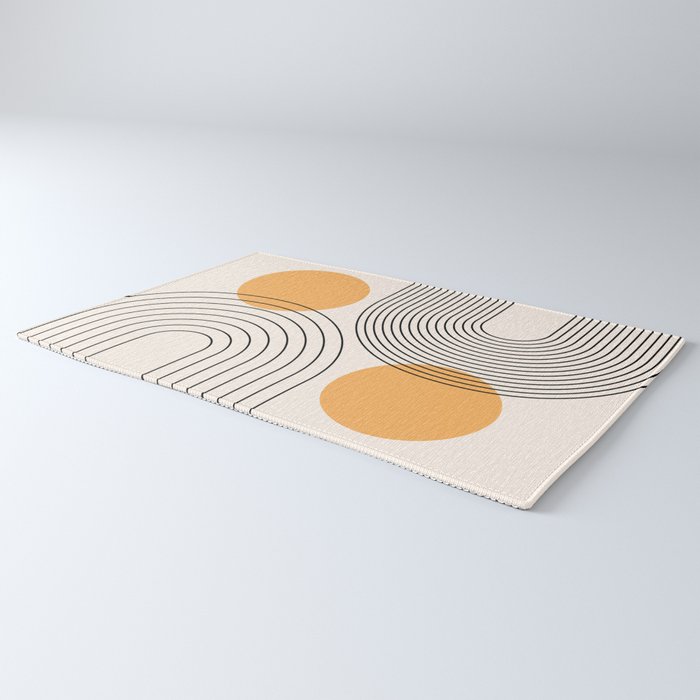 Mid Century Modern Geometric 70 (Rainbow and Sun Abstraction) Rug Gallery Image 3