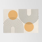 Mid Century Modern Geometric 70 (Rainbow and Sun Abstraction) Rug Gallery Image 2