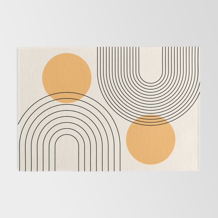 Mid Century Modern Geometric 70 (Rainbow and Sun Abstraction) Rug Gallery Image 2