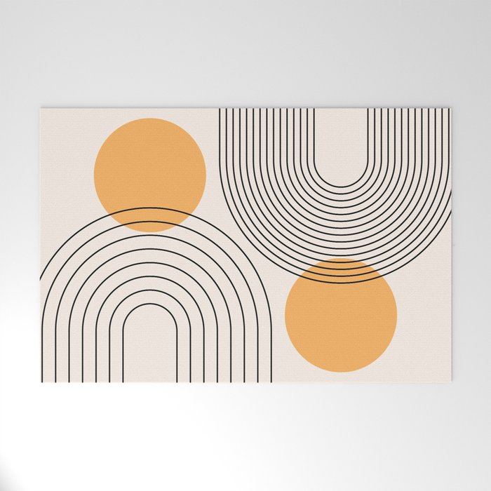Mid Century Modern Geometric 70 (Rainbow and Sun Abstraction) Welcome Mat Gallery Image 1