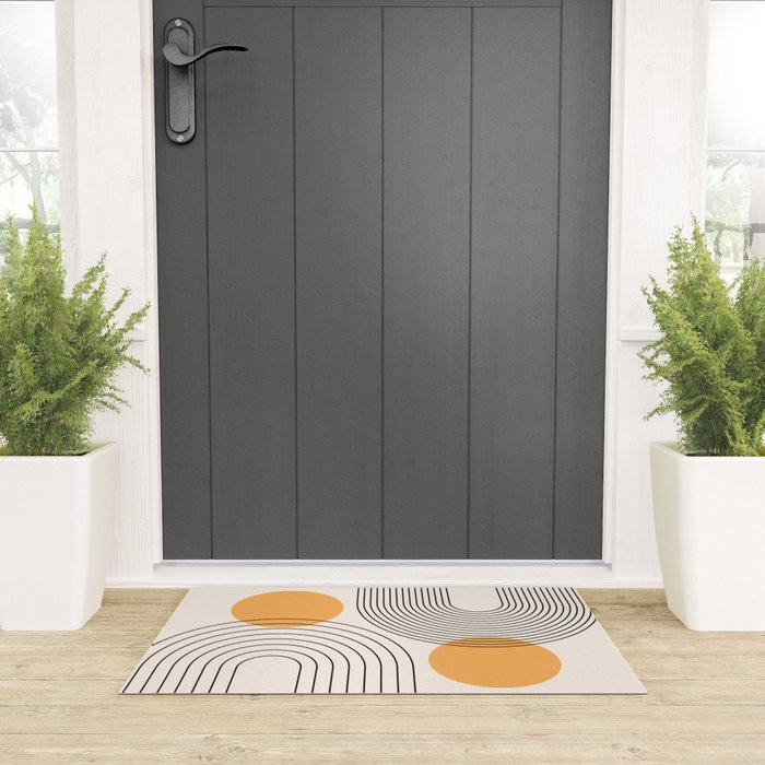 Mid Century Modern Geometric 70 (Rainbow and Sun Abstraction) Welcome Mat Gallery Image 3