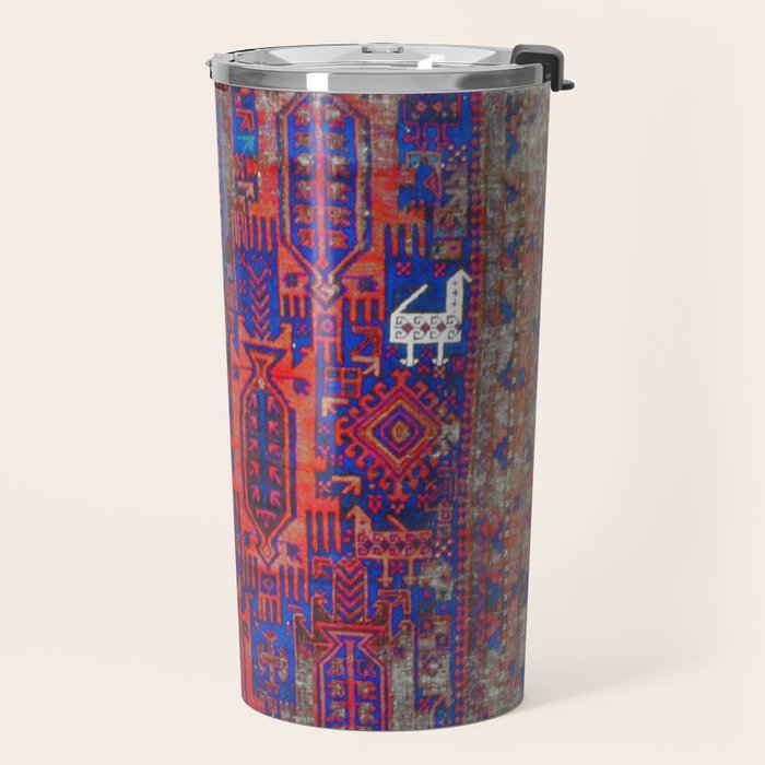 Antique Timuri Bird Baluch Main Carpet Print Travel Mug Gallery Image 2