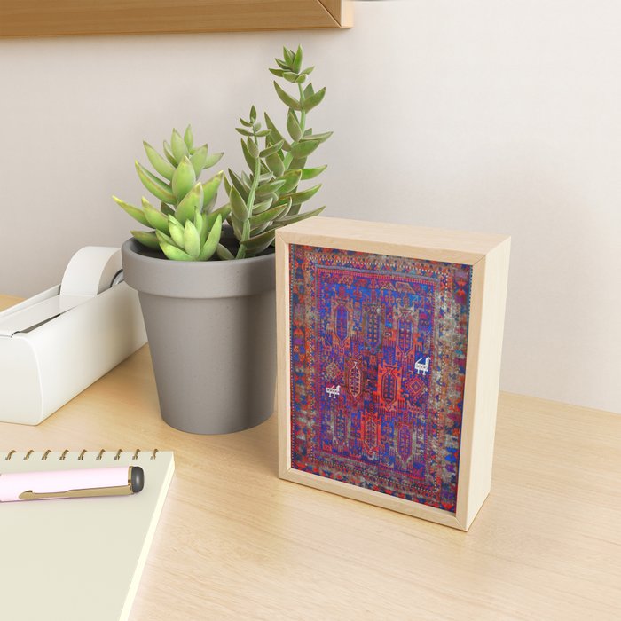 Antique Timuri Bird Baluch Main Carpet Print Mini Art Print Gallery Image 2