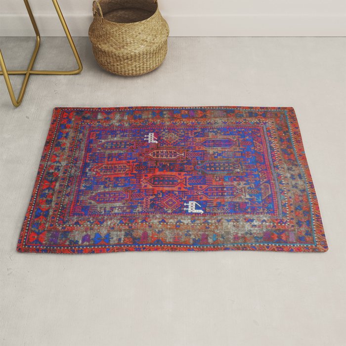 Antique Timuri Bird Baluch Main Carpet Print Rug Gallery Image 1