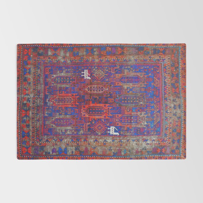 Antique Timuri Bird Baluch Main Carpet Print Rug Gallery Image 2