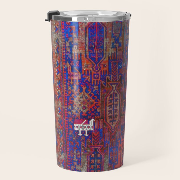 Antique Timuri Bird Baluch Main Carpet Print Travel Mug Gallery Image 3