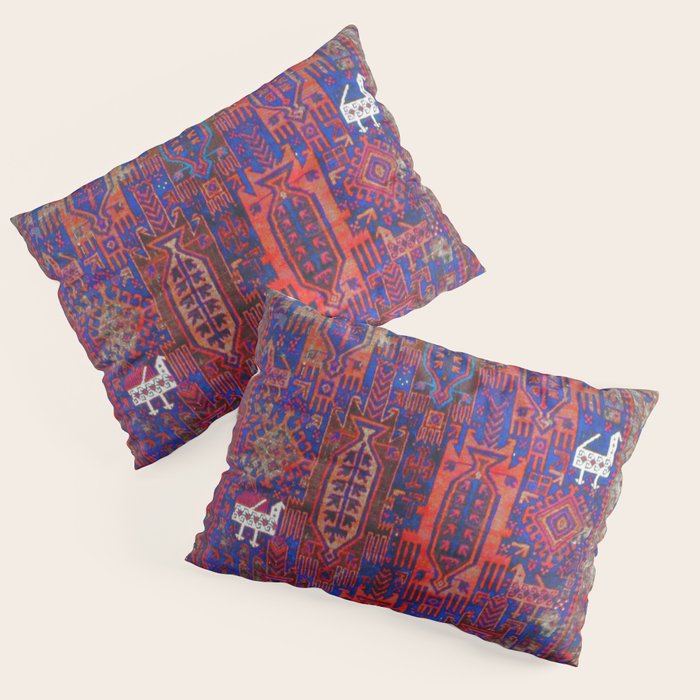 Antique Timuri Bird Baluch Main Carpet Print Pillow Sham Gallery Image 3