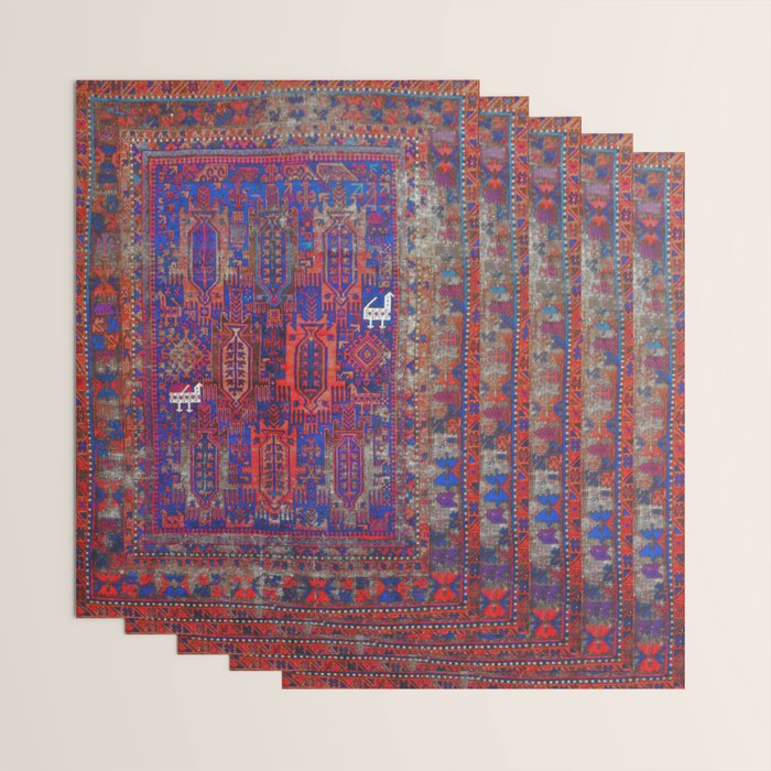 Antique Timuri Bird Baluch Main Carpet Print Wrapping Paper Gallery Image 3