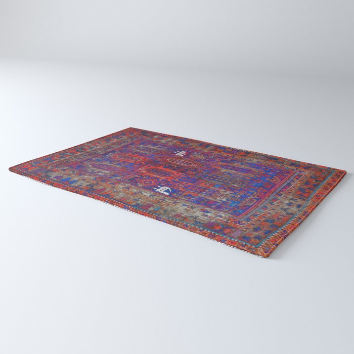 Antique Timuri Bird Baluch Main Carpet Print Rug Gallery Image 3