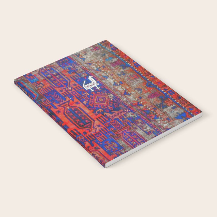 Antique Timuri Bird Baluch Main Carpet Print Notebook Gallery Image 2
