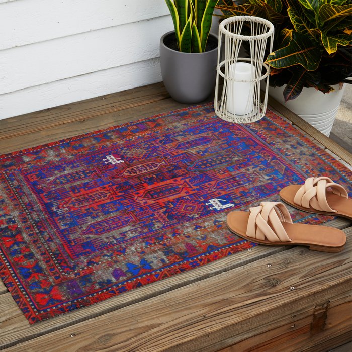 Antique Timuri Bird Baluch Main Carpet Print Outdoor Rug Gallery Image 2
