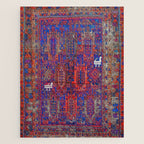 Antique Timuri Bird Baluch Main Carpet Print Jigsaw Puzzle Gallery Image 1