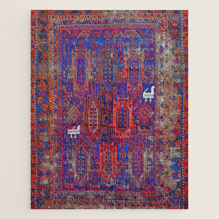 Antique Timuri Bird Baluch Main Carpet Print Jigsaw Puzzle Gallery Image 1