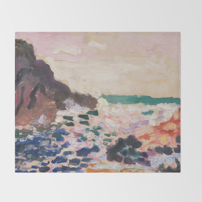 Henri Matisse - Seascape (Beside the Sea) Throw Blanket Gallery Image 2