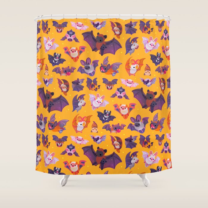 Bat - yellow Shower Curtain Gallery Image 1