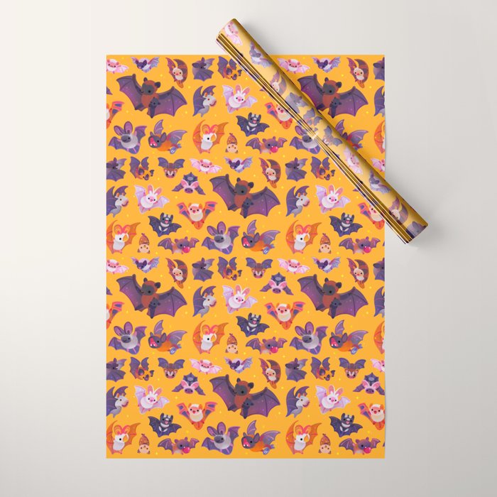 Bat - yellow Wrapping Paper Gallery Image 1