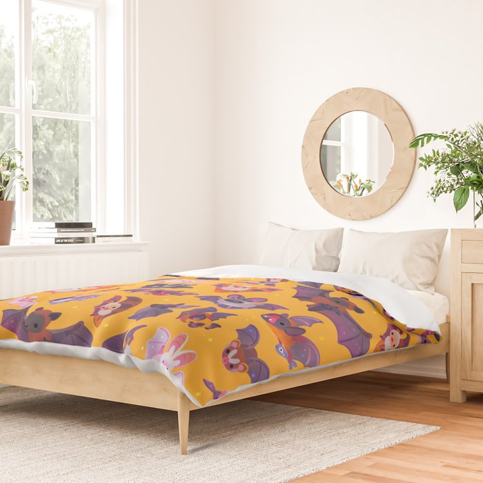 Bat - yellow Duvet Cover Gallery Image 2