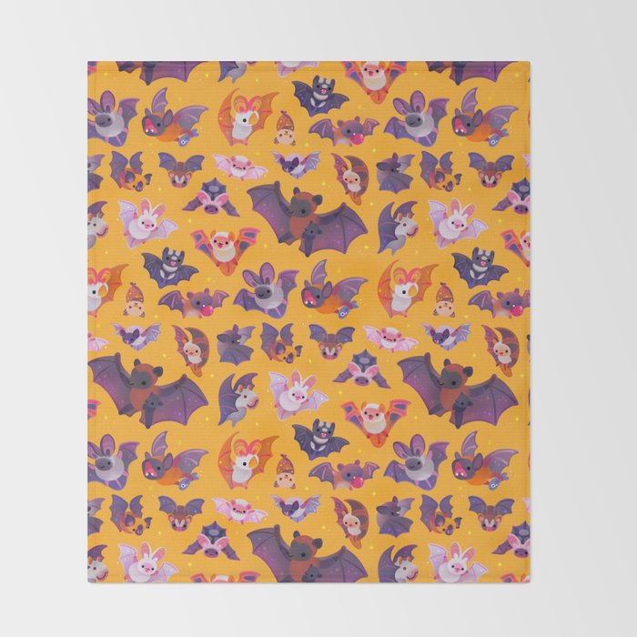 Bat - yellow Throw Blanket Gallery Image 2