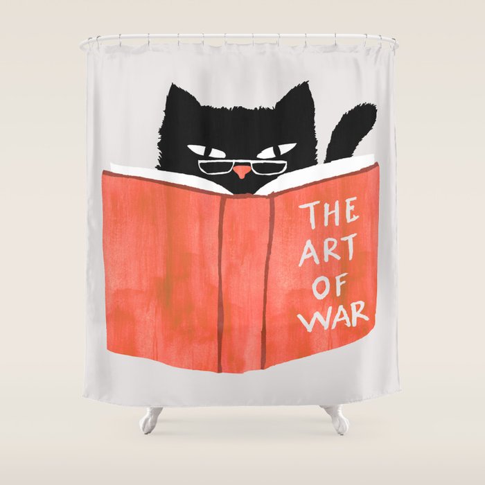 Cat reading book Shower Curtain Gallery Image 1