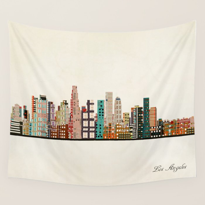 los angeles skyline Wall Tapestry Gallery Image 1