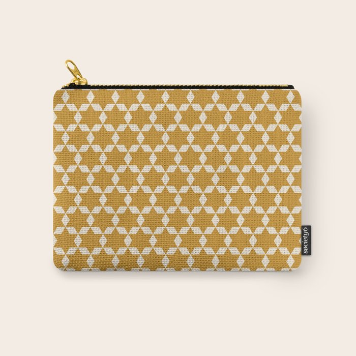 Star Tiles Pattern in Dark Mustard and Cream Carry All Pouch Gallery Image 1