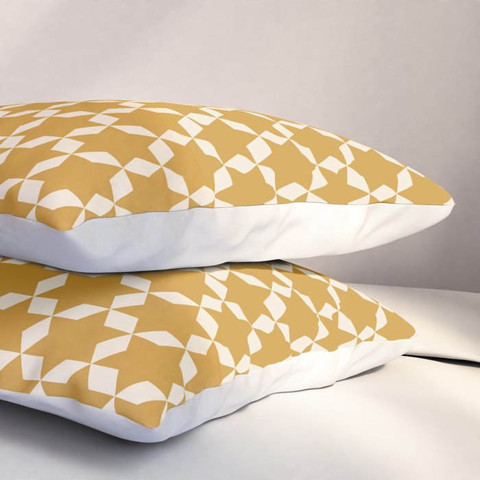 Star Tiles Pattern in Dark Mustard and Cream Pillow Sham Gallery Image 3