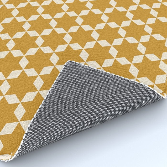 Star Tiles Pattern in Dark Mustard and Cream Rug Gallery Image 4
