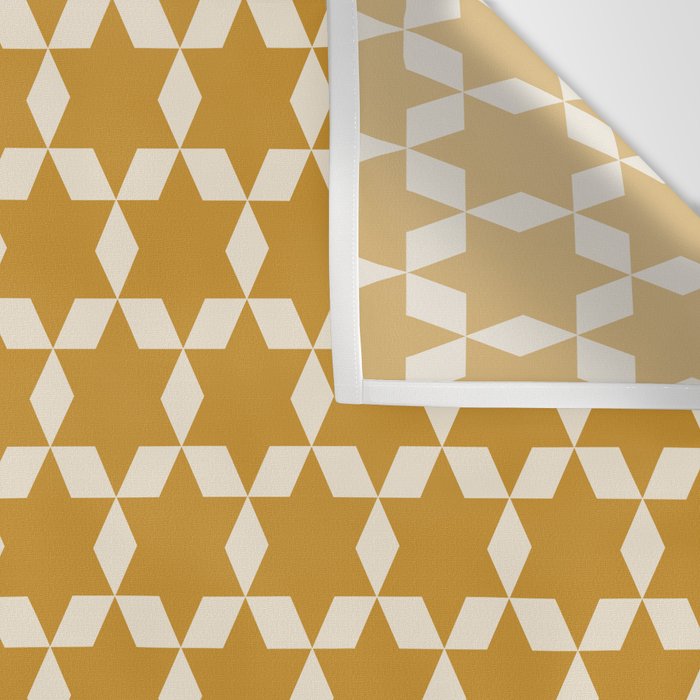 Star Tiles Pattern in Dark Mustard and Cream Wall Tapestry Gallery Image 3