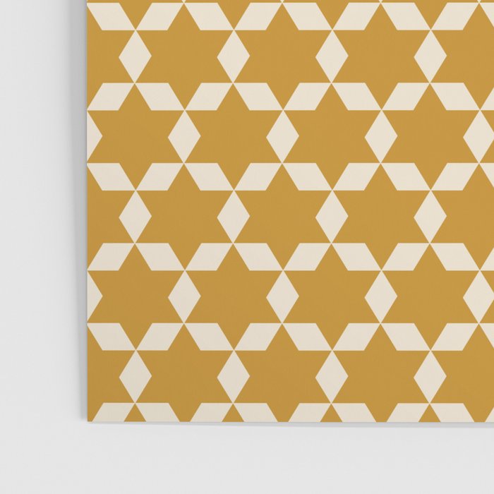 Star Tiles Pattern in Dark Mustard and Cream Poster Gallery Image 3