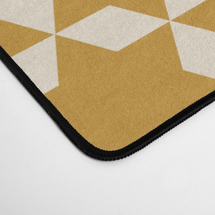 Star Tiles Pattern in Dark Mustard and Cream Desk Mat Gallery Image 4