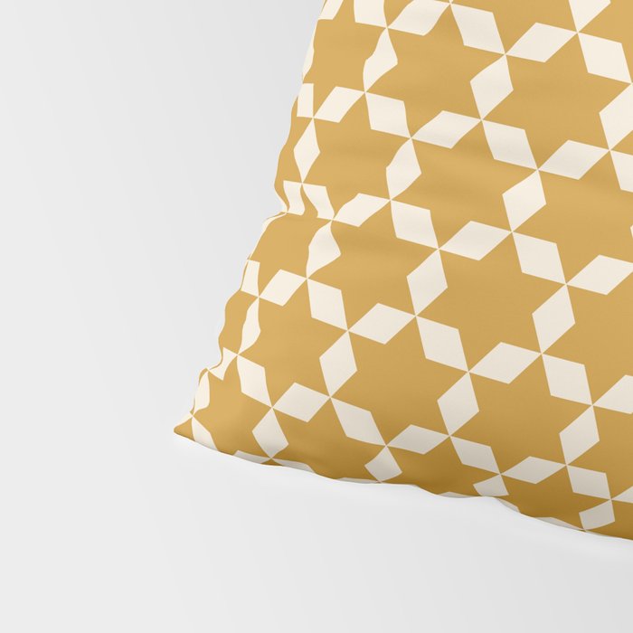 Star Tiles Pattern in Dark Mustard and Cream Pillow Sham Gallery Image 4